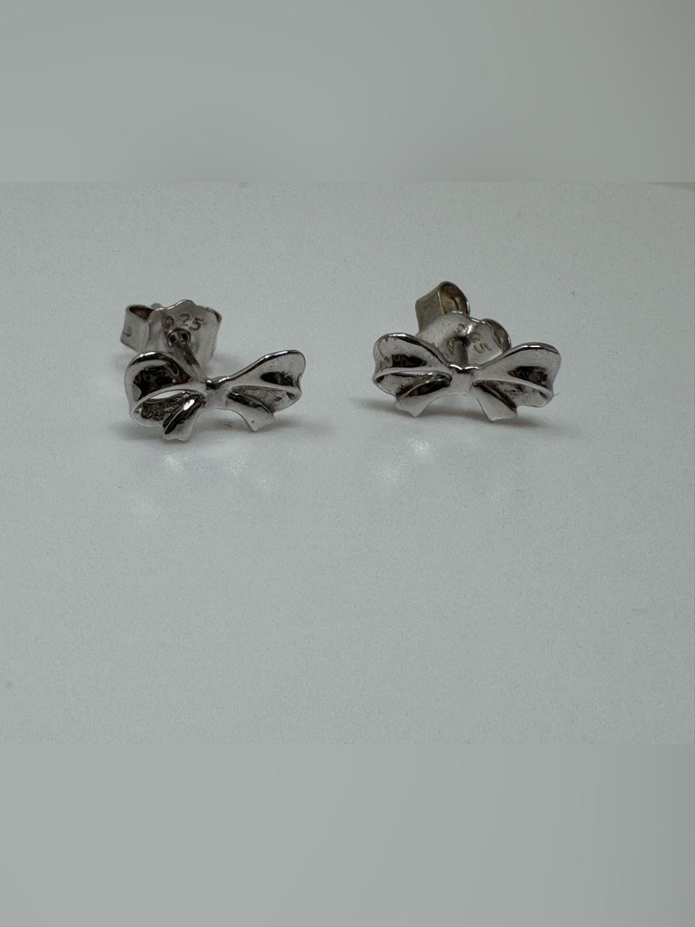 Sterling Silver Bow Stud Earrings - Silver